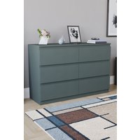 Home Discount Vida Designs Denver 6 Drawer Chest of Drawers Storage in Green