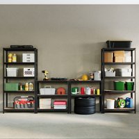 Home Discount Home Vida 5 Tier Heavy Duty Garage Shelves & Work Benches, Set of 3 in Black | Size: 1500mm x 700mm