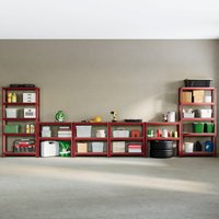 Home Discount Home Vida 5 Tier Heavy Duty Garage Shelves & Work Benches, Set of 4 in Red | Size: 1500mm x 700mm