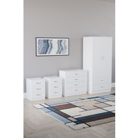 Home Discount Vida Designs Riano 4Pc Bedroom Set 3 Drawer Bedside, 5 Drawer Chest in White