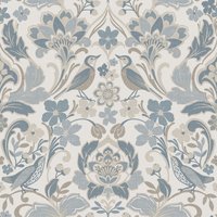 World of Wallpaper Folk Floral Textured Wallpaper in Blue