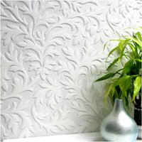 Anaglypta Leaf Vinyl Textured Wallpaper in White