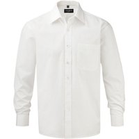 Russell Collection Men's Poplin Long-Sleeved Shirt in White | Size: 3XL