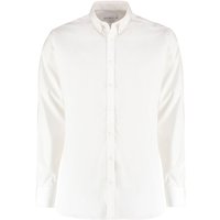 Kustom Kit Men's Oxford Stretch Slim Long-Sleeved Shirt in White | Size: 14.5 in