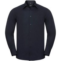 Russell Collection Men's Polycotton Easy-Care Long-Sleeved Formal Shirt in Navy | Size: Large