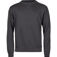 TEE JAYS Men's Ribber Interlock Crew Neck Sweatshirt in Dark Grey | Size: Small