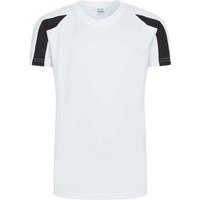 AWDis Cool Contrast Moisture Wicking T-Shirt in White | Size: 5-6 Years