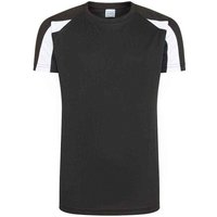 AWDis Cool Contrast Moisture Wicking T-Shirt in Black | Size: 12-13 Years
