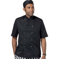 Dennys Men's Stud Front Short-Sleeved Chef Jacket in Black | Size: Small