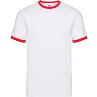 Fruit of the Loom Men's Contrast Ringer T-Shirt in Red | Size: XL