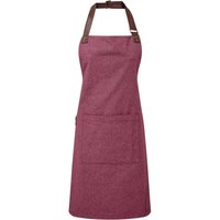 Premier Annex Oxford Faux Leather Bibbed Full Apron in Burgundy