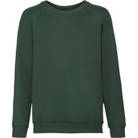 Fruit of the Loom Classic Raglan Sweatshirt in Bottle Green | Size: 5-6 Years