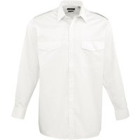 Premier Men's Long-Sleeved Pilot Shirt in White | Size: 15.5 in