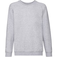 Fruit of the Loom Classic Heather Raglan Sweatshirt in Grey | Size: 9 Years