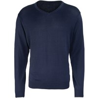 Premier Men's Knitted Cotton Acrylic V Neck Sweatshirt in Navy | Size: Medium