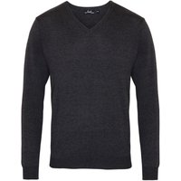 Premier Men's Knitted Cotton Acrylic V Neck Sweatshirt in Charcoal | Size: Medium