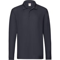 Fruit of the Loom Men's Premium Long-Sleeved Polo Shirt in Mid Navy | Size: Small