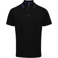 Premier Men's Coolchecker Contrast Pique Polo Shirt in Black | Size: Small