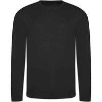 AWDis Cool Men's Moisture Wicking Long-Sleeved T-Shirt in Black | Size: Large
