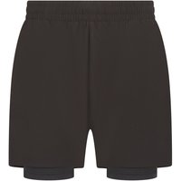 Tombo Men's Double Layered Shorts in Black | Size: Medium
