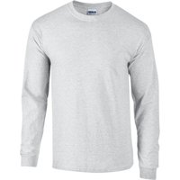 Gildan Men's Plain Ultra Cotton Long-Sleeved T-Shirt in Grey | Size: 3XL