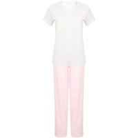Towel City Women's Striped Long Pyjama Set in White | Size: Large