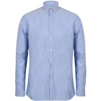Henbury Men's Modern Long Sleeve Oxford Shirt in Blue | Size: Large