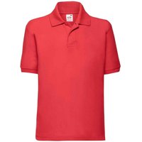 Fruit of the Loom Poly Cotton Pique Polo Shirt in Red | Size: 5-6 Years