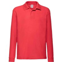 Fruit of the Loom Long Sleeve Pique Polo Shirt in Red | Size: 7-8 Years
