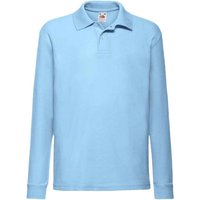 Long Sleeve Pique Polo Shirt Blue