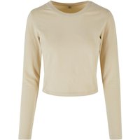 Build Your Brand Women's Long-Sleeved Crop Top in Light Sand | Size: 5XL