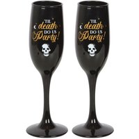Something Different Till Death Do Us Party Champagne Flute Set Pack of 2 in Jet Black