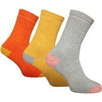 Simply Essentials Women's Alpaca Wool Blend Hike H&T Socks (Pack Of 3) in Orange | Size: 4-7