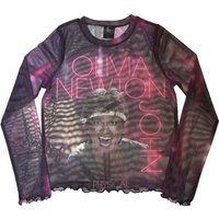 Olivia Newton-John Women's Physical Mesh Cropped Long-Sleeved Crop Top in Purple | Size: Medium
