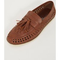 Brave Soul Men's Faux Leather Woven Loafers in Tan | Size: 10