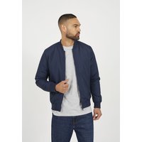 Collarless Bomber Zip Up Jacket