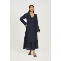 Long Sleeve Maxi Dress Frill Detail