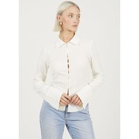 Long Sleeve Button Through Collared Blouse