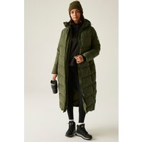 Regatta Women's Eloria Longline Hooded Insulating Quilted Jacket in Green | Size: 18