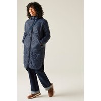 Regatta Women's Triea Longline Hooded Insulating Padded Jacket in Navy | Size: 8