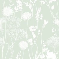 Muriva Catherine Lansfield Meadowsweet Floral Wallpaper in Green