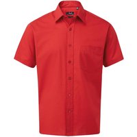 Premier Men's Short Sleeve Poplin Shirt in Red | Size: 16.5 in