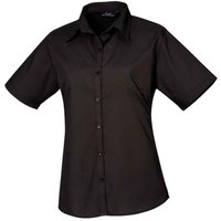 Premier Women's Poplin Short-Sleeved Blouse in Black | Size: 10