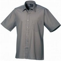 Premier Men's Short Sleeve Poplin Shirt in Dark Grey | Size: 17 inches