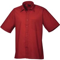 Premier Men's Short Sleeve Poplin Shirt in Burgundy | Size: 15 inches