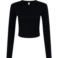 Bella + Canvas Women's Plain Micro-Rib Long-Sleeved Crop Top in Black | Size: 18-20