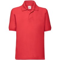 Fruit of the Loom 65 35 Plain Pique Polo Shirt in Red | Size: 9-10 Years