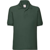 Fruit of the Loom 65 35 Plain Pique Polo Shirt in Bottle Green | Size: 9-10 Years