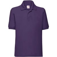 Fruit of the Loom 65 35 Plain Pique Polo Shirt in Purple | Size: 5-6 Years