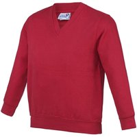AWDis Academy V Neck Sweatshirt in Red | Size: 13 Years